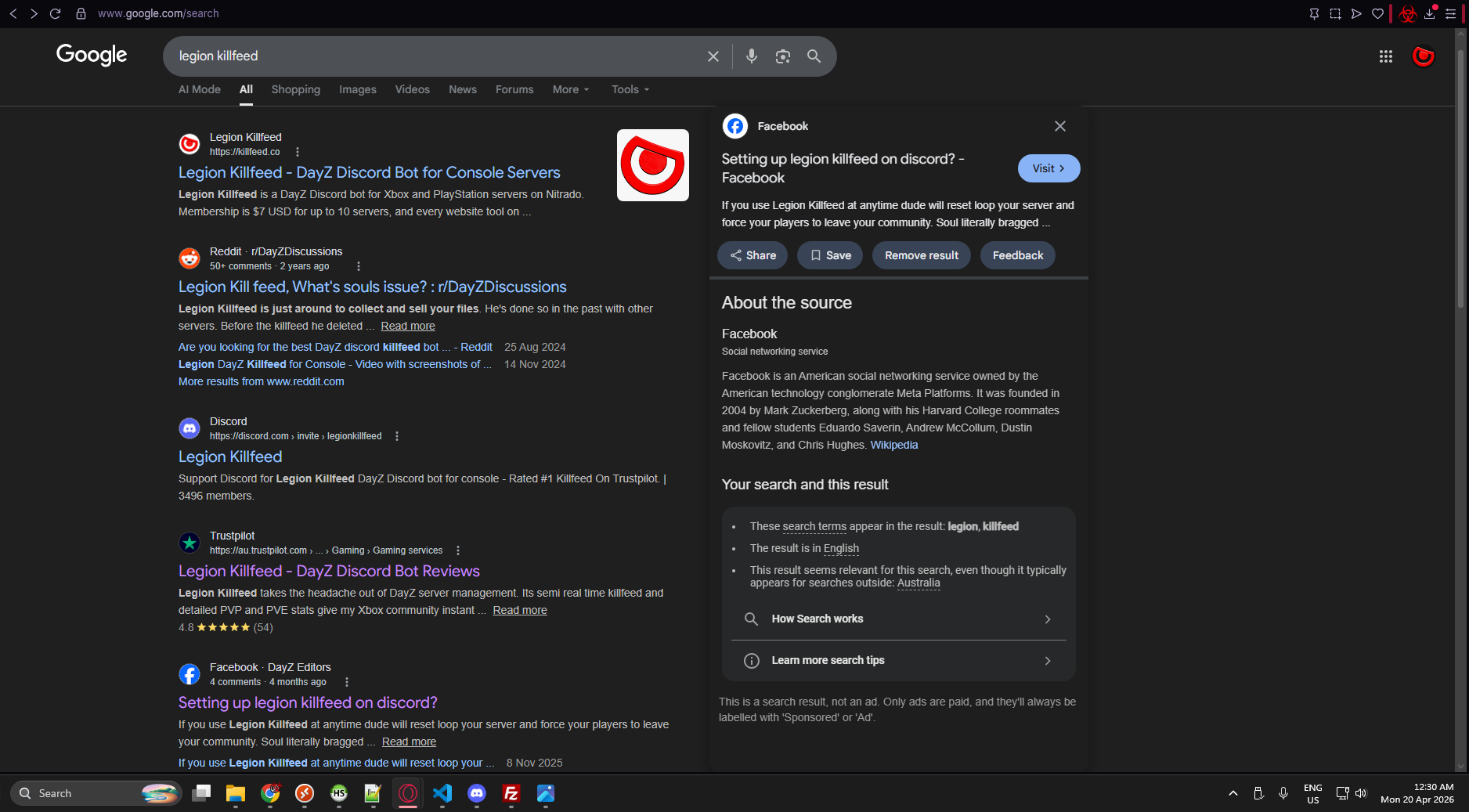 Page-one search result